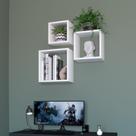 Kit 3 Nichos Quadrados Decoração Estilo Sala Quarto Hall de Entrada MDF