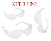 KIT 3 Óculos De Proteção Segurança Epi Incolor Proteção