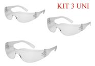 KIT 3 Óculos Proteção Segurança Epi Leopardo Incolor Promoç
