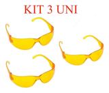 KIT 3 Óculos Segurança Âmbar Lente Amarela - Visão Noturna