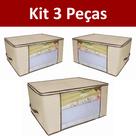 Kit 3 Organizador Multiuso Caixa Organizadora De Guarda Roupa Flexível Com Zíper 30cm Médio