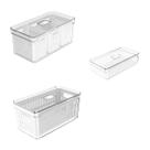 Kit 3 Organizadores de Geladeira Armário C/ Cesto Clear Fresh Multiuso Armário Transparente Plástico Alimentos Verduras Legumes Empilhável