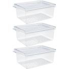 Kit 3 Organizadores de Geladeira com Tampa 660ml Cozinha Multiuso Frutas Transparente UZ