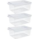 Kit 3 Organizadores de Geladeira com Tampa 660ml Cozinha Multiuso Frutas Transparente UZ