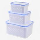 Kit 3 Organizadores de Geladeira Potes Herméticos Cozinha Alimentos Com Cesto Removível Lavar Frutas Kit 3 Organizadores de Geladeira Potes Herméticos Cozinha Alimentos Com Cesto Removível Lavar Frutas