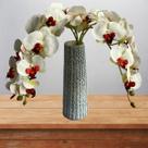 Kit 3 Orquídea Artificial Silicone Realista 110cm Flor Branca Elegante Para Ambientes