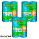 Kit 3 pack saco para lixo dover roll resist 30 litros reforçado, econômico 2 rolos com 30 unidades cada