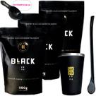 Kit 3 Pacotes Black Erva Mate Tereré + Copo de Alumínio Térmico + Bomba Clássica Preta + Scoop