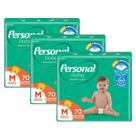 Kit 3 Pacotes Fraldas Personal Baby - Tamanho M - 70 Un Cada Total de 210 Unidades