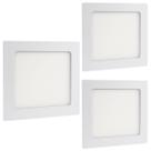 Kit 3 Painel Luminária Led 12W Quadrado Embutir Branco Frio 6500K - Iluminação Forte com Alta Eficiência
