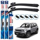 Kit 3 Palhetas Dianteiras Multiclip + Traseira REAR Silicone Originais Bosch Jeep Renegade 2015 a 2024
