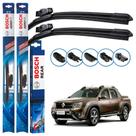 Kit 3 Palhetas Dianteiras Multiclip + Traseira REAR Silicone Originais Bosch Renault Duster Oroch 2011 a 2020