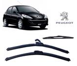 Kit 3 Palhetas Limpador de Parabrisa Dianteiro + Traseiro Peugeot 207