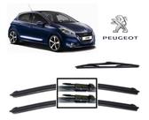 Kit 3 Palhetas Limpador de Parabrisa Dianteiro + Traseiro Peugeot 208 ano 2012 em Diante