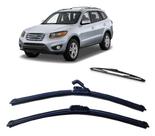 Kit 3 Palhetas Limpador De Parabrisa Dianteito + Traseiro Hyundai Santa Fe ano 2007 Ate 2012