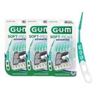 Kit 3 Palito Interdental Alongado Cabo Curvado Soft Picks GUM Advanced com Estojo Portátil 54un