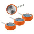 Kit 3 Panela De Indução Berlim Cerâmica Antiaderente C/ Tampa de Vidro 18cm