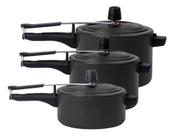 Kit 3 Panelas de Pressão 3 4,5 e 7,5L Brinox Ceramic Life Vapt Preta Kit 3 Panelas de Pressão 3 4,5 e 7,5L Brinox Ceramic Life Vapt Preta