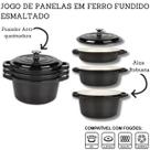 Kit 3 Panelas Ferro Fundido Caçarolas Maciça Esmaltada Kit 3 Panelas Ferro Fundido Caçarolas Maciça Esmaltada