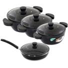 Kit 3 Panelas + Frigideira Gulê Alumínio 4 Peças Preto