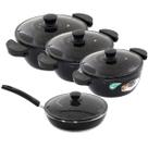 Kit 3 Panelas + Frigideira Gulê Alumínio 4 Peças Preto