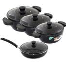 Kit 3 Panelas + Frigideira Gulê Alumínio 4 Peças Preto
