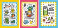 Kit 3 panos de copa felpudo dohler 45x65 cm 100% algodão frutas 08