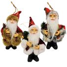 Kit 3 Papai Noel Decorativo Mix Vermelho, Vinho e Xadrez 15cm - Magizi Kit 3 Papai Noel Decorativo Mix Vermelho, Vinho e Xadrez 15cm - Magizi