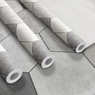 Kit 3 Papel Adesivo Vinilico Piso Lavavel Hexagono Cinza 15m