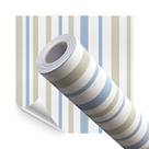 Kit 3 Papel de Parede Adesivo Lavavel HD Listrado Azul e Bege 15M