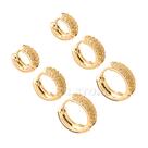 Kit 3 pares Brinco Cravejada Trio Argola BANHADA A dourado 925 2 Fileiras de Zircônia brincos argola