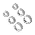Kit 3 pares Brinco Cravejada Trio Argola BANHADA A PRATA 925 2 Fileiras de Zircônia brincos argola