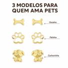 Kit 3 Pares de Brincos Dourados Pet com Ossinho, Patinha e Cachorrinho Kit 3 Pares de Brincos Dourados Pet com Ossinho, Patinha e Cachorrinho