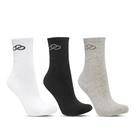 Kit 3 Pares de Meia Olympikus Cano Médio Branco/cinza/preto