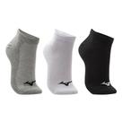Kit 3 Pares de Meia Unissex Mizuno Sem Cano 39/44 Branco/preto/cinza