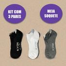 Kit 3 Pares de Meias Sortidas Kyor Unissex Cano Longo Cano Curto Soquete Branca Preta Cinza