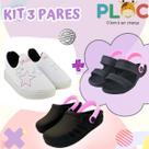 Kit 3 Pares - Estrelinha Casual + Babuche E Papete Preto