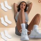 Kit 3 Pares Meia Feminina Cano Alto Respirável Branca
