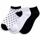 Kit 3 Pares Meia Soquete Basic+ Poá Poliéster Branco e Preto