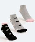 Kit 3 Pares Meias Soquete Feminina Corações Marisa-70248