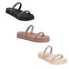 Kit 3 Pares Sandália Feminina Luxo Duas Tiras com Strass Plataforma Chinelo Confortável Da Moda