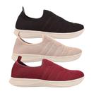 Kit 3 pares tênis feminino meia calce fácil slip on leve flexível confortável caminhada academia