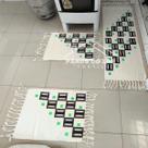 Kit 3 Passadeira Rosa de Cozinha Corredor Estampa Geométrica Tecido Grosso Tear Nozinho 100% Algodão
