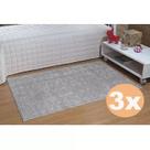 Kit 3 Passadeiras Quarto 50 X 100 Classic Cinza
