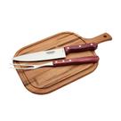 Kit 3 pç Faca, Garfo e Tábua Madeira 23x40 Churrasco Inox e Cabo de Madeira Polywood - Tramontina Kit 3 pç Faca, Garfo e Tábua Madeira 23x40 Churrasco Inox e Cabo de Madeira Polywood - Tramontina