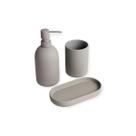 Kit 3 pcs banheiro de ceramica lunar oikos cinza claro Kit 3 pcs banheiro de ceramica lunar oikos cinza claro