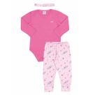 Kit 3 Pçs Bebê Menina Florzinha Rosa Chiclete Marlan Baby