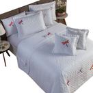 Kit 3 Pçs Cobre Leito Casal Padrão Libélula Bordado Cor: Branco