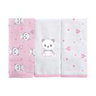 Kit 3 Pçs Toalha de Boca Estampadinha Panda Fofa Rosa Claro