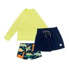 Kit 3 Peças 1 Blusa +1 Sunga Boxer +1 Shorts Tactel Praia